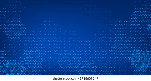 Textura hexagonal brillante azul. Fondo de pantalla de rejilla hexagonal de neón Abstractas. Fondo de patrón de panal azul marino. Vector Tecnología moderna, negocios, ciencia, salud, medicina, fondo de diseño de presentación