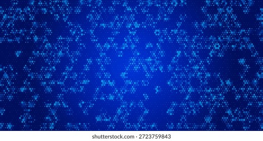 Blauer glühender Sechseck. Abstrakte sechseckige Gittertapete. Navy Wabenmuster Hintergrund. Vektor moderne Technologie, Wirtschaft, Wissenschaft, Gesundheit, Medizin, Präsentationsdesign Hintergrund
