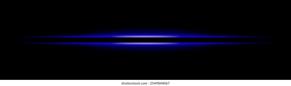 Blue glowing horizontal light beam. Sleek, sharp design with warm tones for sci-fi or futuristic effects. Ideal for abstract backgrounds, light transitions, or neon-inspired visuals