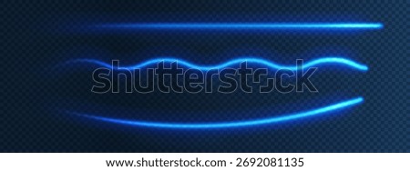 Blue glowing horizontal neon lines across. Stylish light effect. Digital technology vector concept.