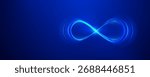 Blue glowing infinity symbol on a dark gradient background