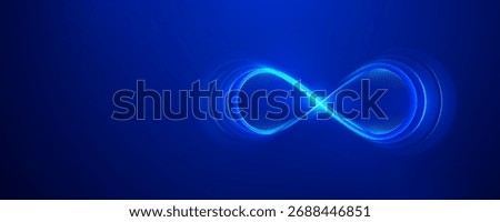 Blue glowing infinity symbol on a dark gradient background