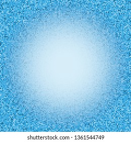Blue glowing iridescent background consisting of dots of various sizes. Frame, template. Vector eps 10