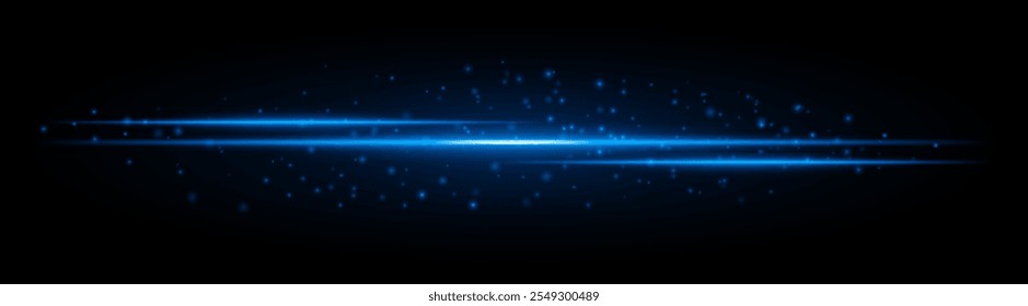 Rayos láser azules brillantes con efectos de chispa dispersos sobre un fondo oscuro, creando una atmósfera futurista y dinámica.
