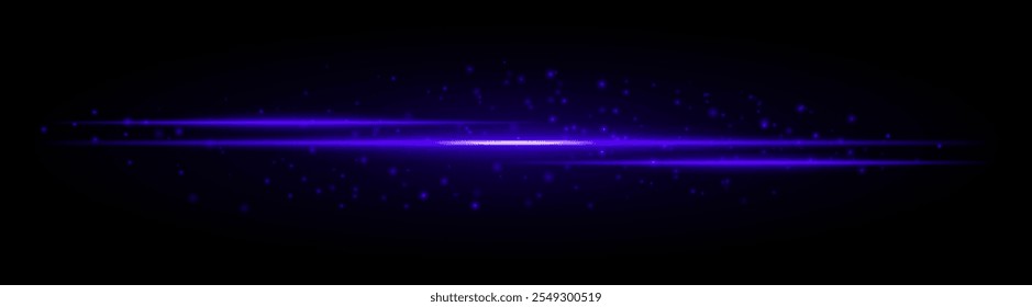 Blue glowing laser beam with scattered spark effects on a dark background, creating a futuristic and dynamic atmosphere.