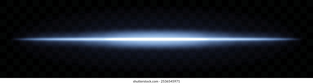Rayo de luz brillante azul. Llamarada Horizontal, línea brillante, brillo radiante, abstracto, luminoso, brillo futurista, energía, racha dinámica, resaltado óptico, efecto de neón.