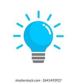 Blue glowing light bulb - vector icon