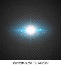 Blue glowing light burst explosion with transparent. Vector illustration