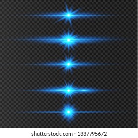 blue glowing light explodes on a transparent background. Sparkling magical dust particles. Bright Star. Transparent shining sun, bright flash. Vector sparkles. To center a bright flash.