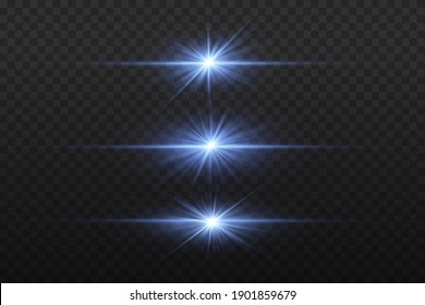 Blue  glowing light explodes on a transparent background. Sparkling magical dust particles. Bright Star.  Bright flash. Vector sparkles. To center a bright flash.