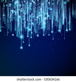 Blue glowing light glitter background effect. Magic glow sparkling texture. Magical star dust sparks light effect in explosion on black background. EPS 10 vector file included