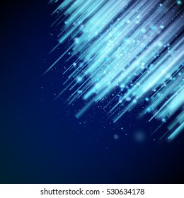 Blue glowing light glitter background effect. Magic glow sparkling texture. Magical star dust sparks light effect in explosion on black background. EPS 10 vector file included