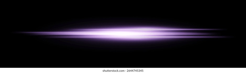 Blue glowing light streak. Horizontal neon beam with smooth glow and layered flow on black background, fitting tech, motion or speed themes.