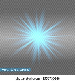 Blue glowing lights effects isolated on  background. Glow light effect.