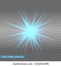 Blue glowing lights effects isolated on  background. Glow light effect.