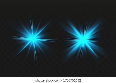 Las luces azules brillan tienen efectos aislados en el fondo.Efecto luminoso.