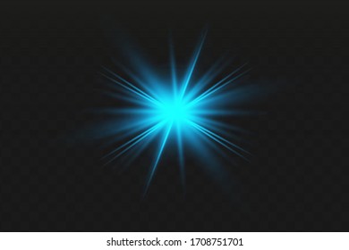 Blue glowing lights effects isolated on  background. Glow light effect.