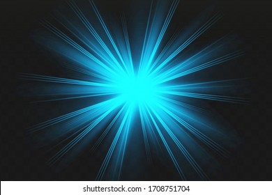 Blue glowing lights effects isolated on  background. Glow light effect.
