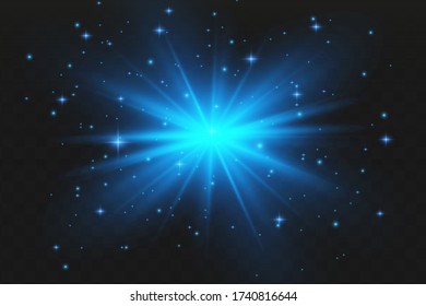 Blue glowing lights effects isolated on  background. Glow light effect.