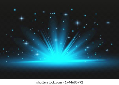 Las luces azules brillan con efectos aislados en el fondo. Efecto luminoso.