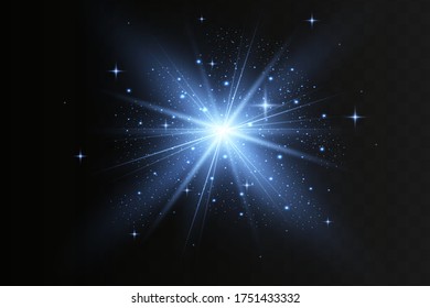 Las luces azules brillan con efectos aislados en el fondo. Efecto luminoso.