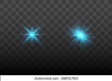 Blue glowing lights effects isolated on  background. Glow light effect.
