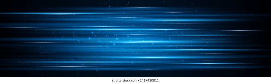 Líneas azules brillantes con efecto luminoso brillante sobre el fondo oscuro. Concepto de tecnología de Internet de alta velocidad o transmisión rápida de datos inalámbricos. fondo moderno de tecnología de conexión a Internet	