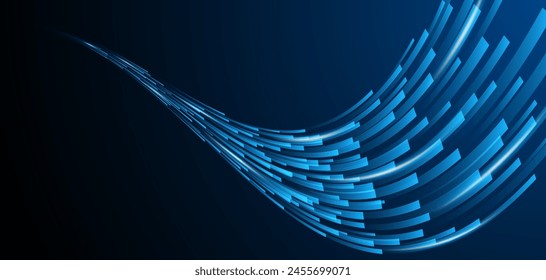 Líneas azules brillantes con efecto de luz brillante sobre fondo oscuro. Concepto de tecnología de Internet de alta velocidad o transmisión de datos inalámbrica rápida. Fondo de tecnología de conexión de red de Internet moderna	