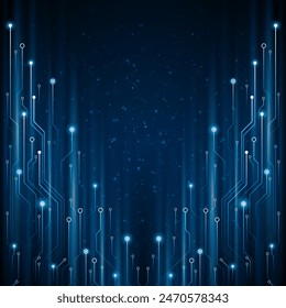 Blue glowing lines with glitter light effect on dark background. High speed internet technology concept or fast wireless data transmission. modern internet network connection technology background	