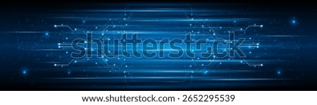 Blue glowing lines with glitter light effect on dark background. High speed internet technology concept or fast wireless data transmission. modern internet network connection technology background	