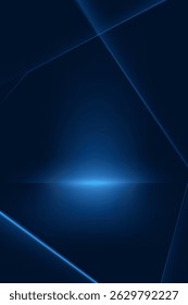 Escena de líneas brillantes azules sobre fondo oscuro