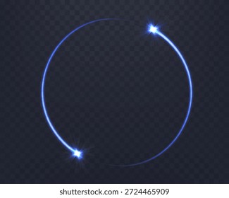 Anillo mágico brillante azul. Anillo de halo de destello de energía realista de neón. Abstractas efecto de luz sobre un fondo transparente. Ilustración vectorial.
