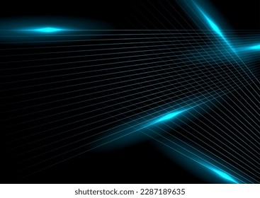 Blauleuchtende minimale Linien abstrakter futuristischer technischer Hintergrund. Vektorgrafik-Design