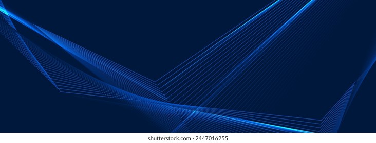 Blue glowing minimal lines abstract futuristic tech background. Vector digital banner art design