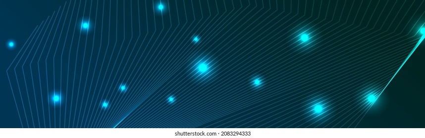 Blue glowing minimal lines geometry abstract background. Vector banner design