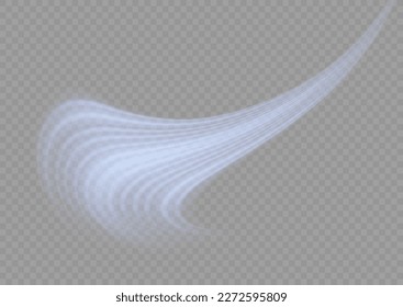 Blue glowing motion line. Dynamic sparkle waves. Light sparkling effect. Luminous lines of speed. Magic speed flying trails of shine, bright shimmer particles fly. Vector illustration.