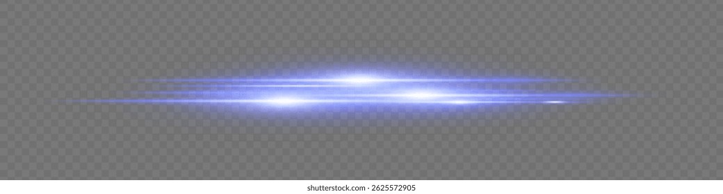 Blue glowing motion streak with spark particles on transparent background. Futuristic shimmer line.