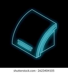 Blue glowing neon brochure mockup on a black background