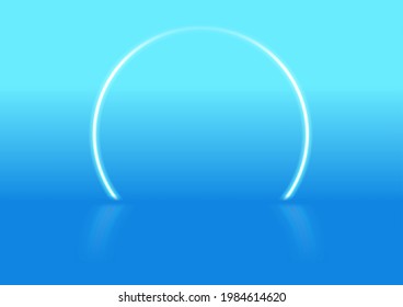 Blue glowing neon circle abstract tech background. Vector graphic design