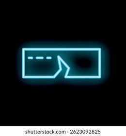 Blue glowing neon icon of vr glasses showing augmented reality on black background