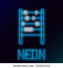 Blue glowing neon line Abacus icon isolated on black background. Traditional counting frame. Education sign. Mathematics school. Colorful outline concept. Vector Illustration