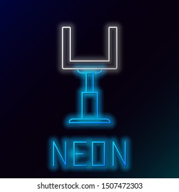 Blue glowing neon line American football goal post icon isolated on black background. Colorful outline concept. Vector Illustration