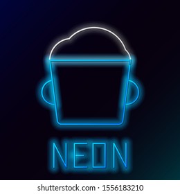 Blue glowing neon line Bakery bowl dough icon isolated on black background. Colorful outline concept. Vector Illustration