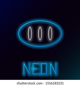 Blue glowing neon line Bread loaf icon isolated on black background. Colorful outline concept. Vector Illustration