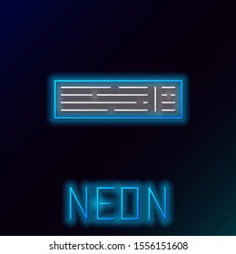 Blue glowing neon line Deck of playing cards icon isolated on black background. Casino gambling. Colorful outline concept. Vector Illustration