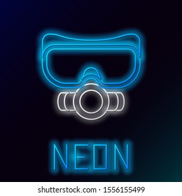 Blue glowing neon line Diving mask icon isolated on black background. Extreme sport. Sport equipment. Colorful outline concept. Vector Illustration