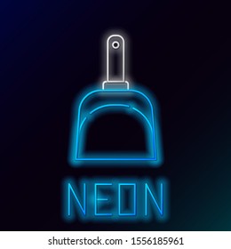 Blue glowing neon line Dustpan icon isolated on black background. Cleaning scoop services. Colorful outline concept. Vector Illustration