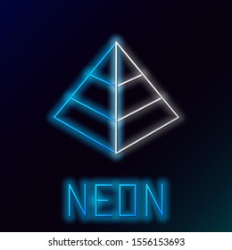 Blue glowing neon line Egypt pyramids icon isolated on black background. Symbol of ancient Egypt. Colorful outline concept. Vector Illustration