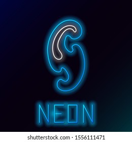 Blue glowing neon line French curves icon isolated on black background. Sewing equipment. Colorful outline concept. Vector Illustration