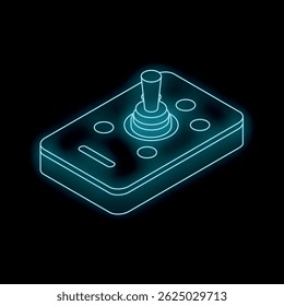 Blue glowing neon line gamepad icon isolated on black background. Vector